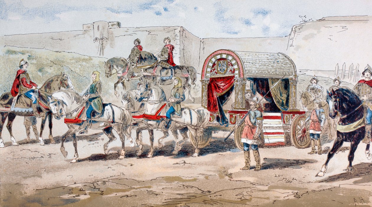 En hästdragen kunglig vagn från 800-talet, 1886 av Armand Jean Heins
