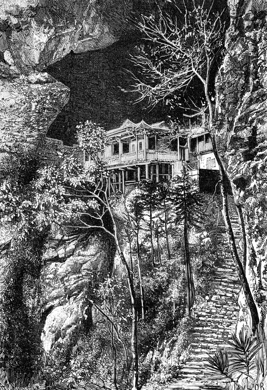 Buddhistkloster, Yuen-Fu on the Min, söder om Fuchu-Fu, c1890 av Armand Kohl