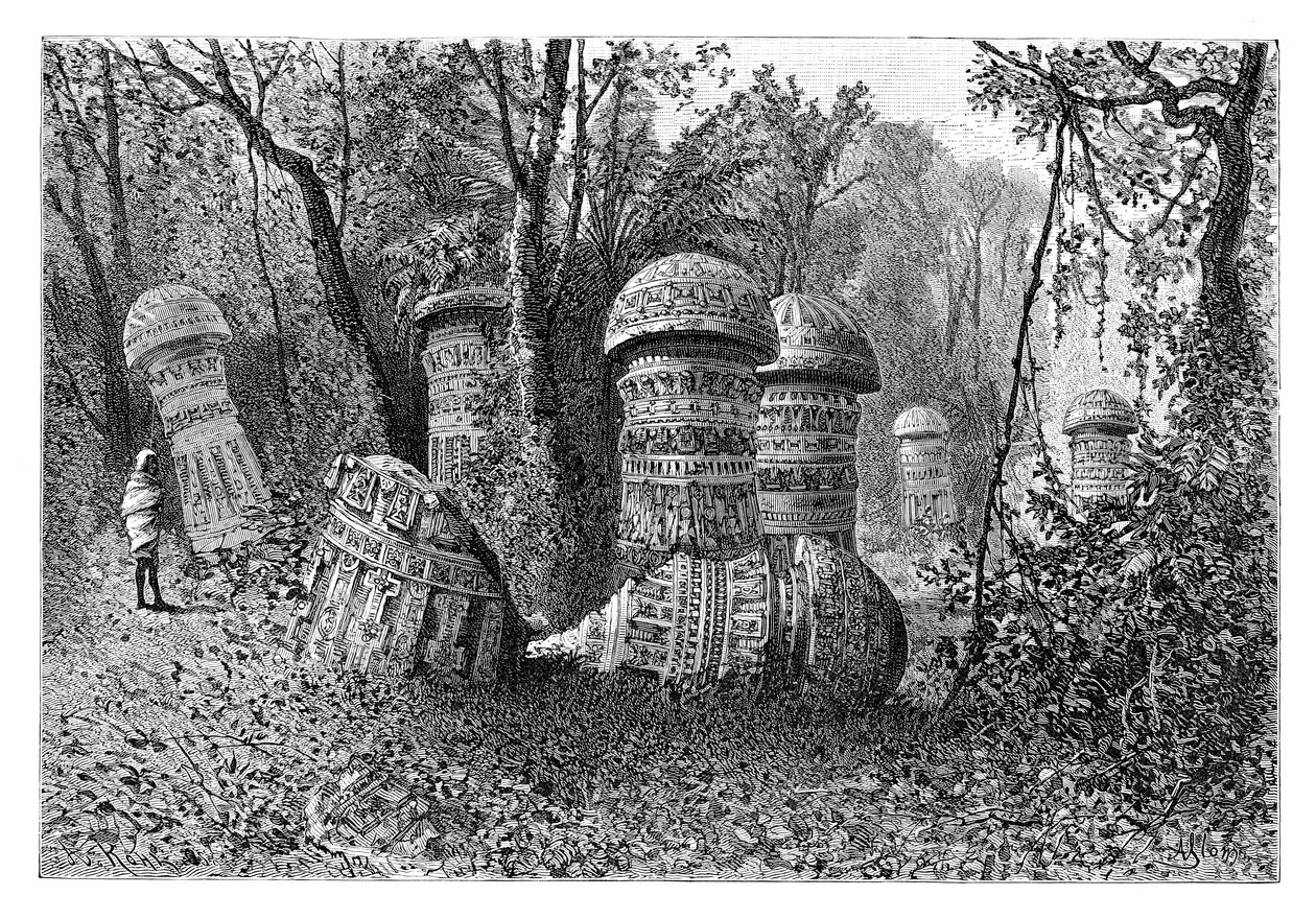Ruinerna av ett Ahom-tempel, Dinajpur, Upper Assam, Indien, 1895. av Armand Kohl