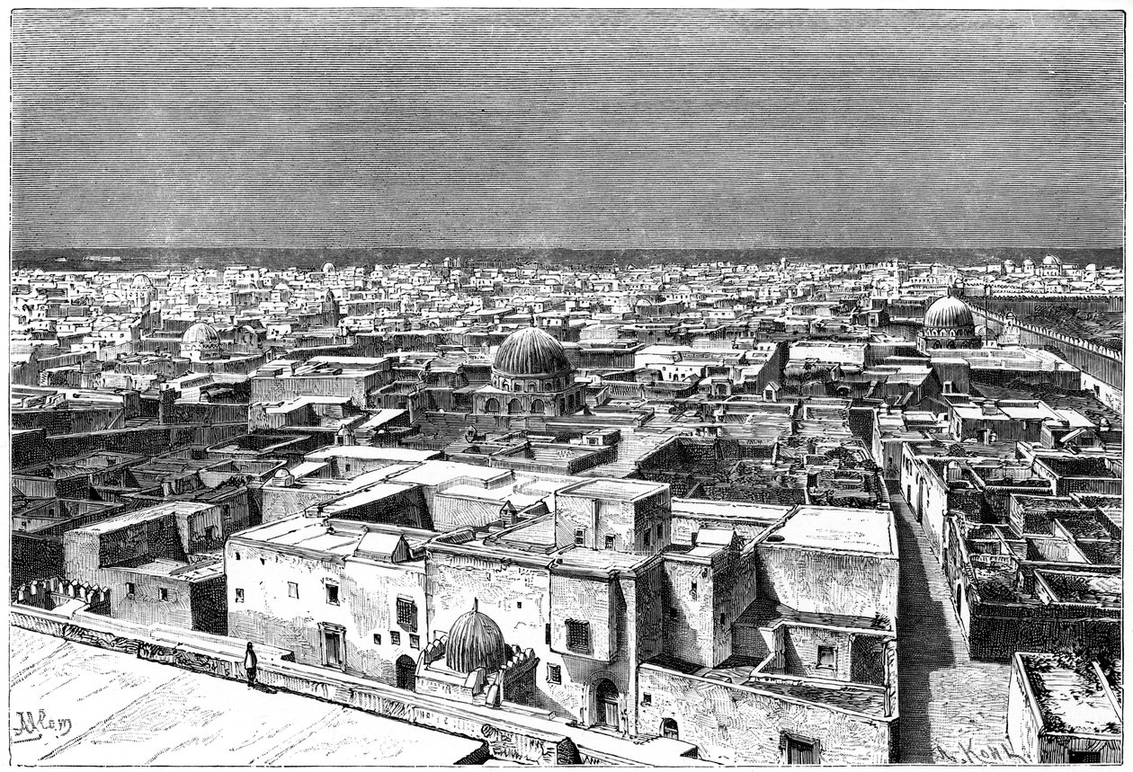 Utsikt över Kairwan, Tunisien, c1890 av Armand Kohl