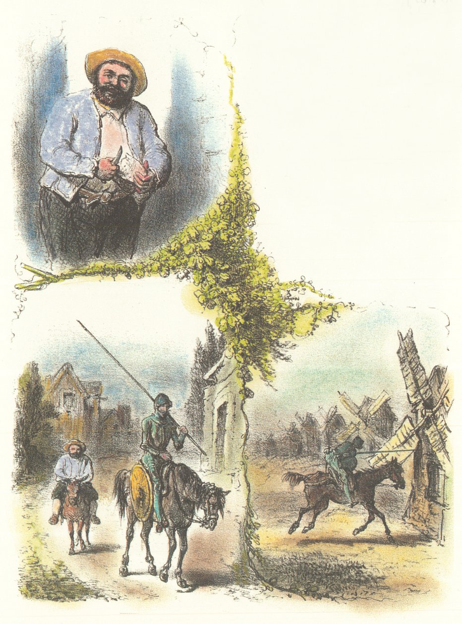 Illustration av Armand-Louis-Henri Telory för barnens anpassning av Don Quichot av Armand Louis Henri Telory