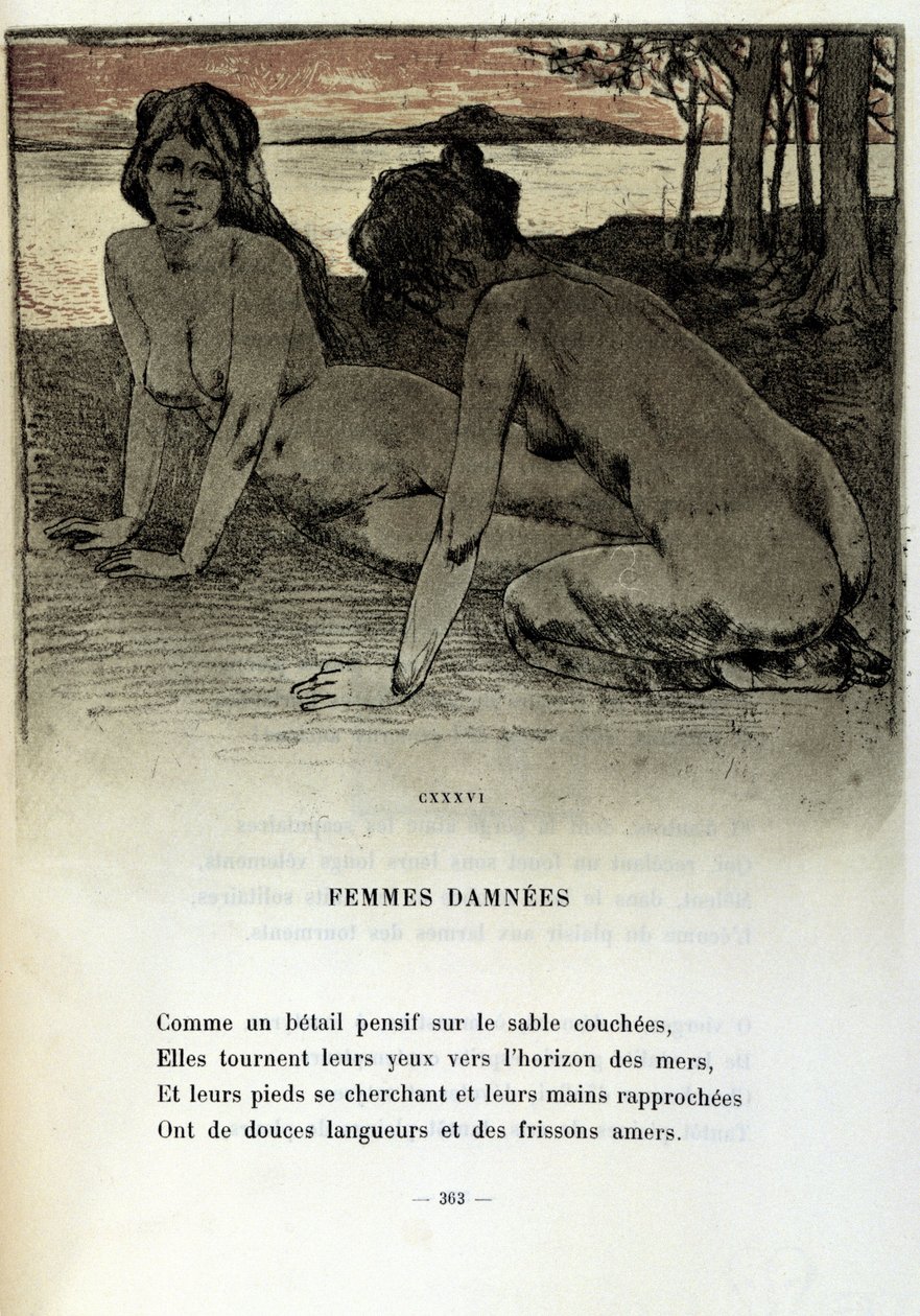 Illustration av Armand Rassenfosse (1862 - 1934) till dikten "Fördömda kvinnor" i "Les fleurs du mal" av Charles Baudelaire (1821-1867) 1899 av Armand Rassenfosse