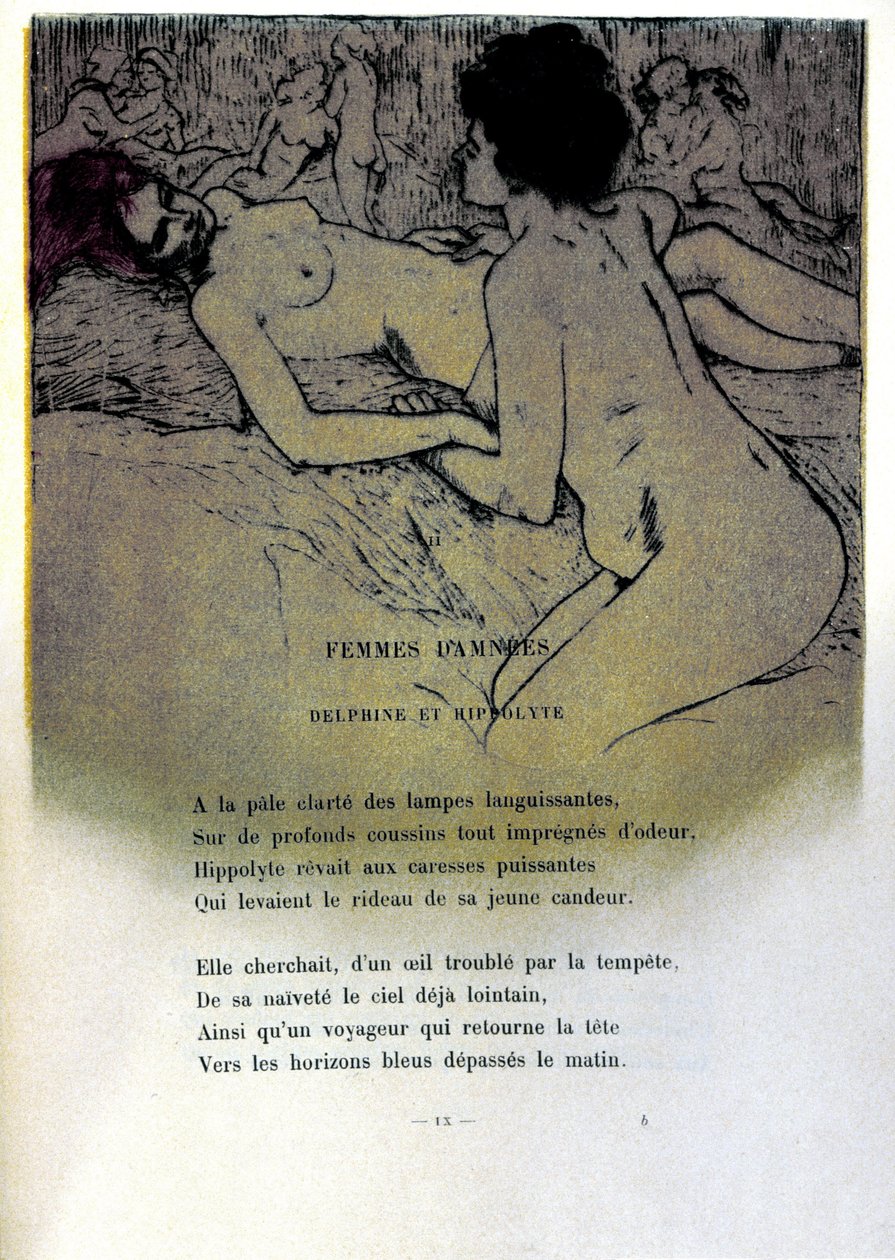Illustration av Armand Rassenfosse (1862 - 1934) till dikten "Fördömda kvinnor" i "Les fleurs du mal" av Charles Baudelaire (1821-1867) 1899 av Armand Rassenfosse
