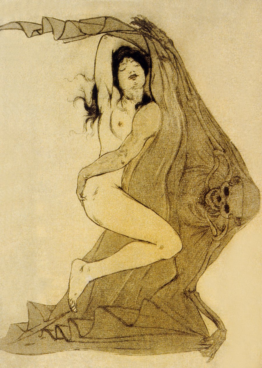 Illustration från Les Fleurs du Mal, dikter av Charles Baudelaire, 1899 av Armand Rassenfosse