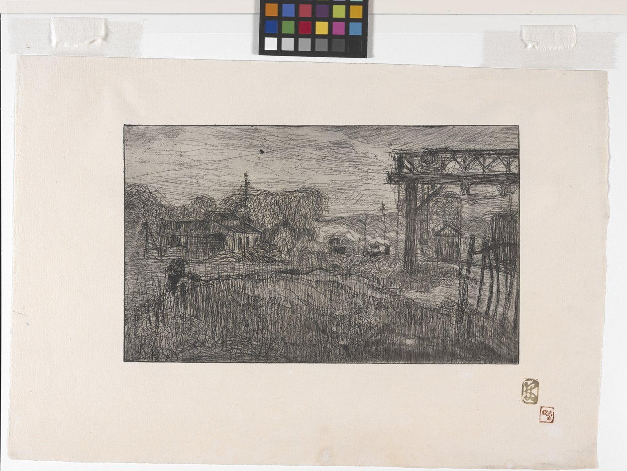 La Gare De Valmondois (Valmondois tågstation) (etsning och roulette) av Armand Séguin