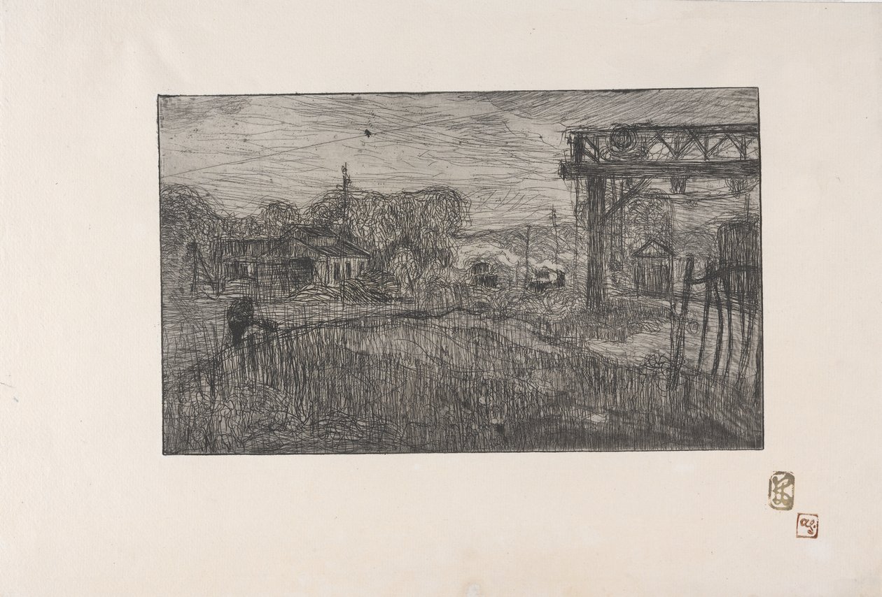 La Gare de Valmondois (Valmondois tågstation) 1893 (etsning och roulette) av Armand Séguin