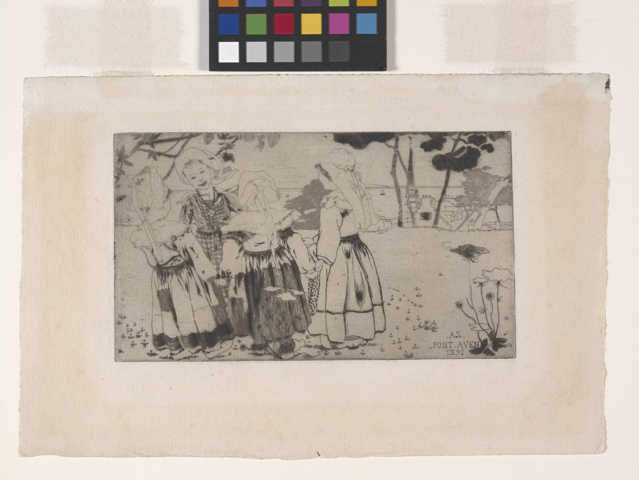 La Ronde De Pont-Aven (Dansen vid Pont-Aven) (etsning, akvatint och torrnål) av Armand Séguin