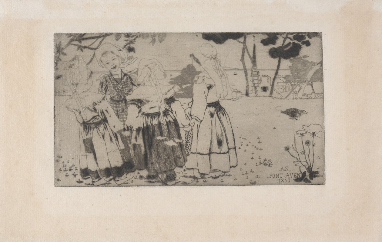 La Ronde de Pont-Aven (Dansen vid Pont-Aven) 1891 (etsning, akvatint och torrnål) av Armand Séguin
