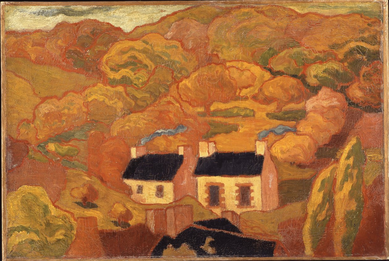 Två stugor med halmtak (Les deux chaumieres) c.1893-94 (olja på duk) av Armand Séguin