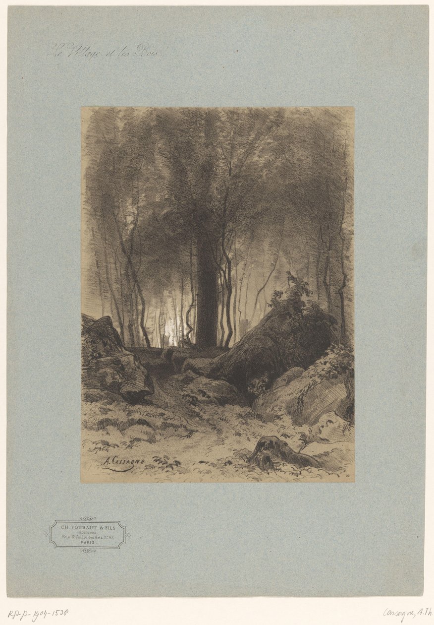 Skogsutsikt med stenblock Landskap med byar och skog (serietitel) Le village et les bois (serietitel på objekt) av Armand Theophile Cassagne