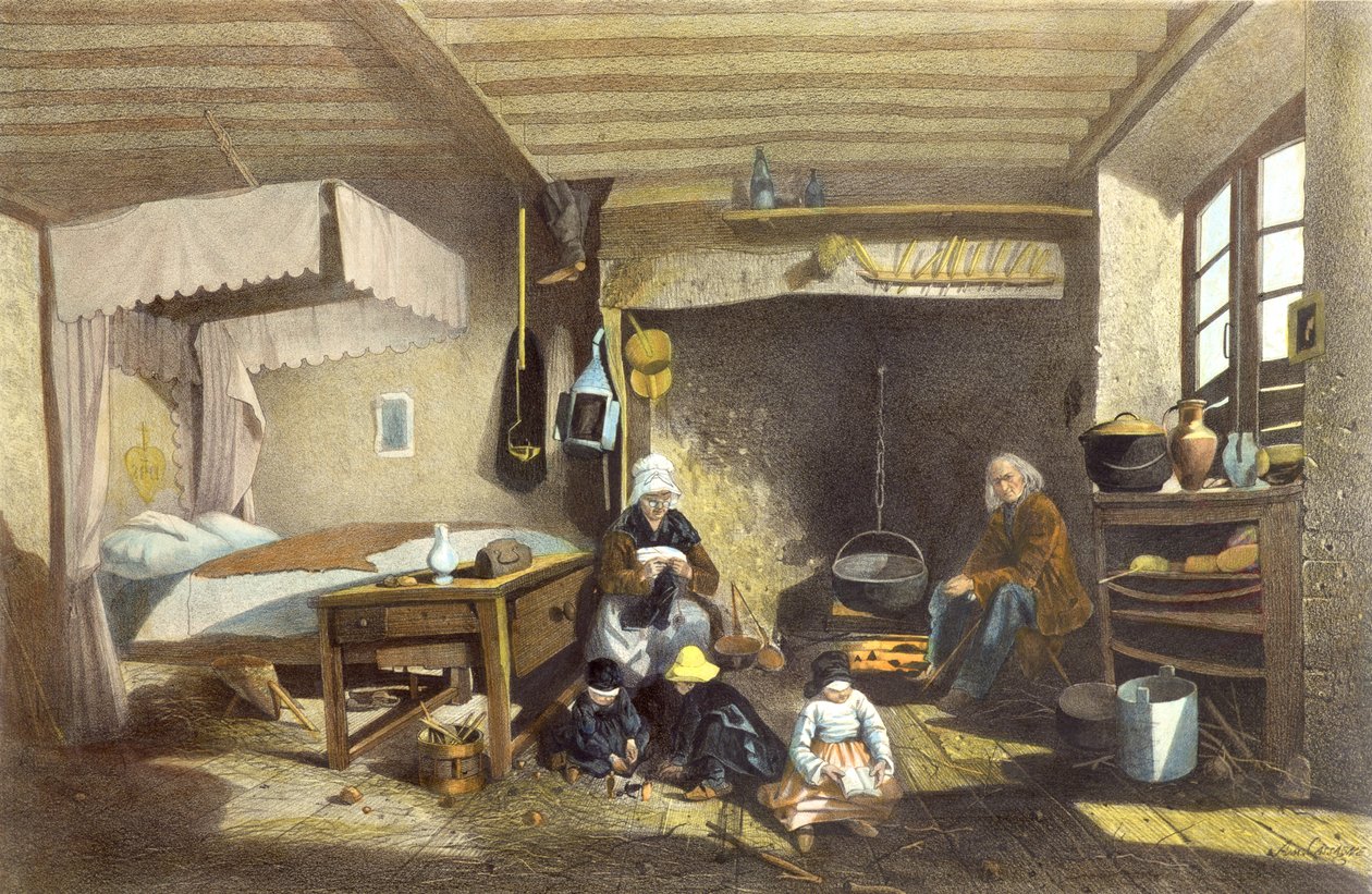Interiör i ett hus i Royat av Armand Theophile Cassagne