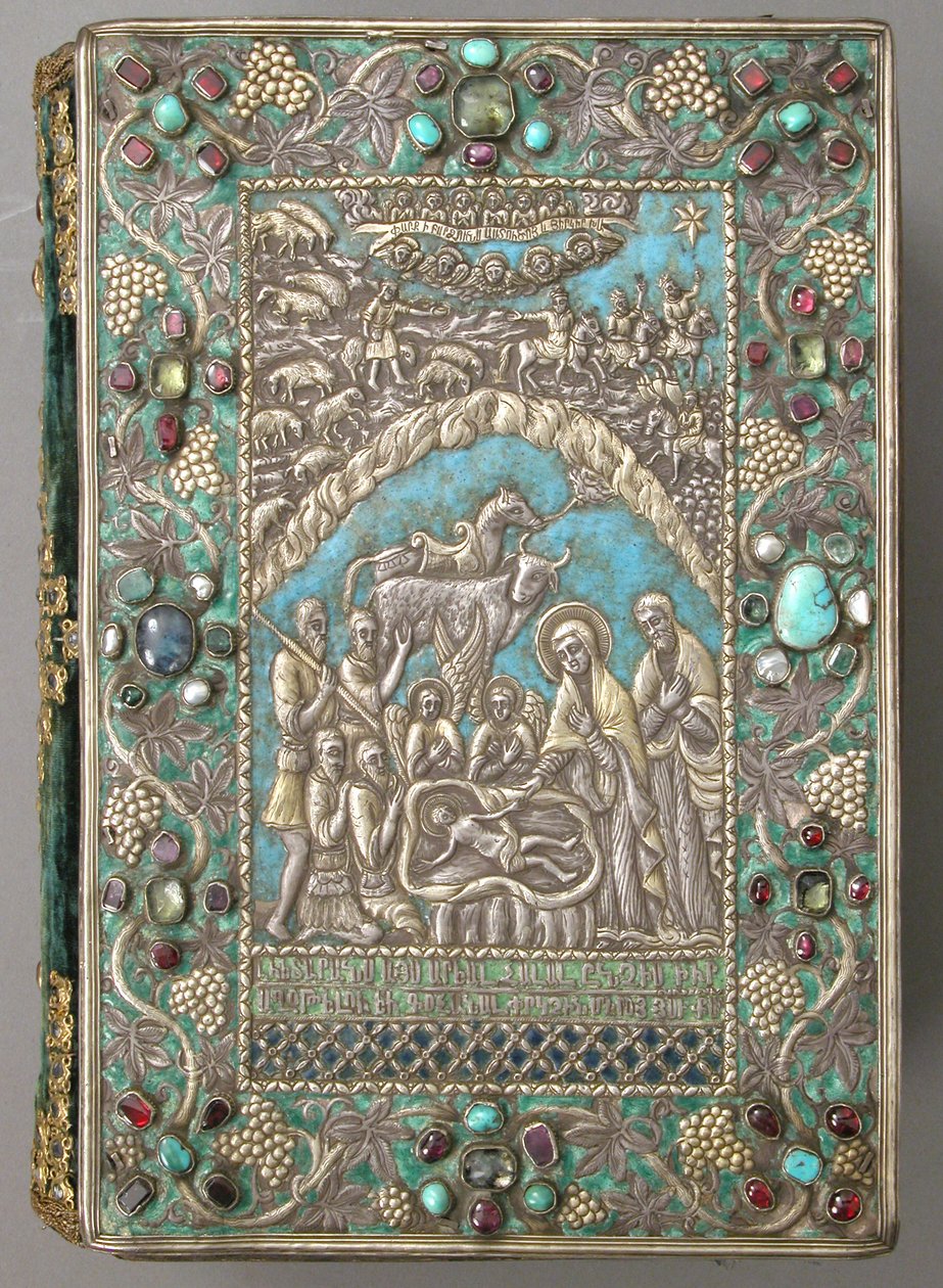 Gospel med silveromslag, 1691 (silver, förgylld, juveler, emalj) av Armenian School