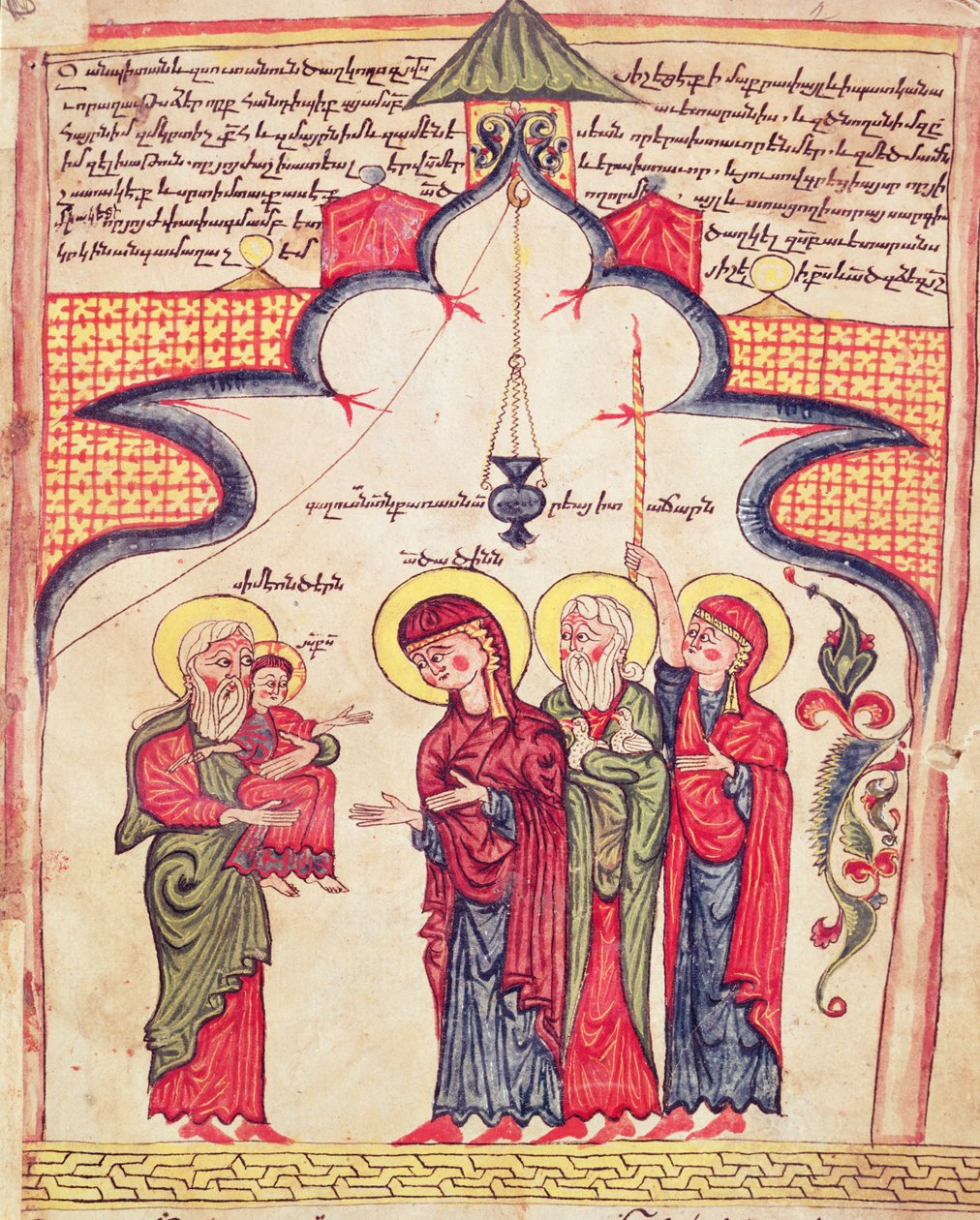 Presentation i templet från ett evangelium, ca 1200 av Armenian School