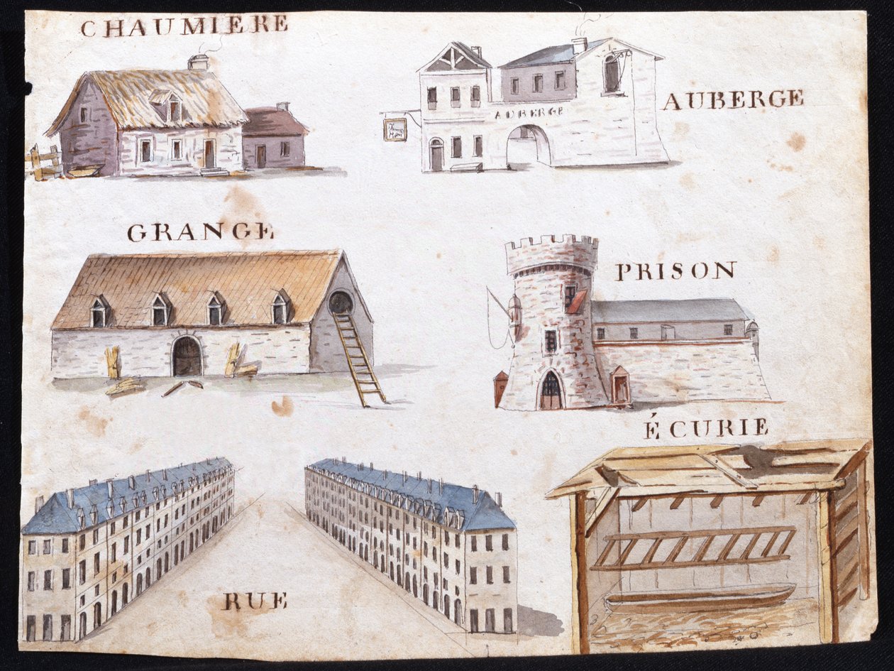 Illustrationer från "A French Alphabet Book of 1814", pub. av Charles Plante Fine Arts, 1814 av Arnaud de Beauregard