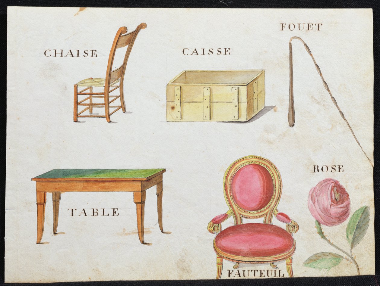 Illustrationer från "A French Alphabet Book of 1814", pub. av Charles Plante Fine Arts, 1814 av Arnaud de Beauregard
