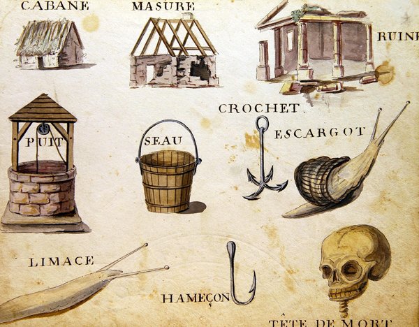 Illustrationer från "A French Alphabet Book of 1814", pub. av Charles Plante Fine Arts av Arnaud de Beauregard