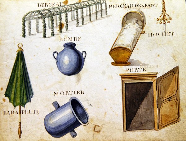 Illustrationer från "A French Alphabet Book of 1814", pub. av Charles Plante Fine Arts av Arnaud de Beauregard