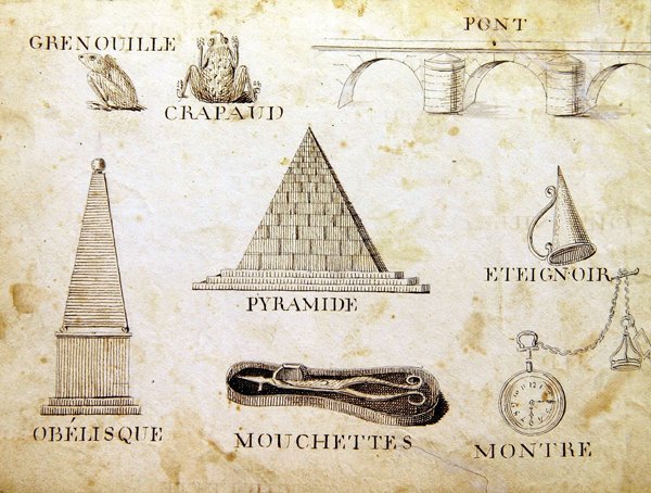 Illustrationer från "A French Alphabet Book of 1814", pub. av Charles Plante Fine Arts av Arnaud de Beauregard