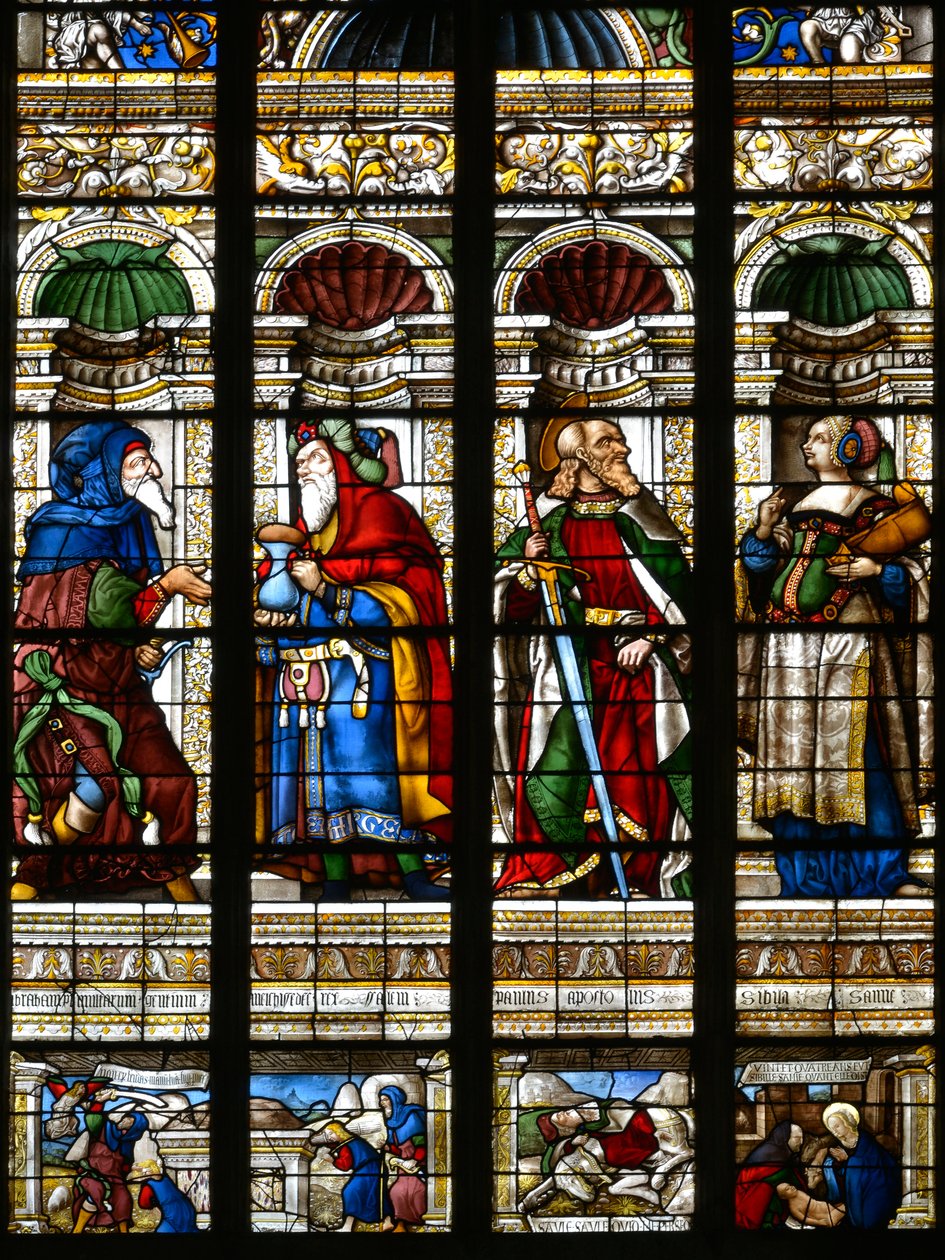 Abraham, Melchisedech, Sankt Paulus och Samos sibylla - Målat glas i kapellet Saint James, Arnaud de Moles (1470-1520) färdigställd 1513 - Cathedrale Sainte Marie d