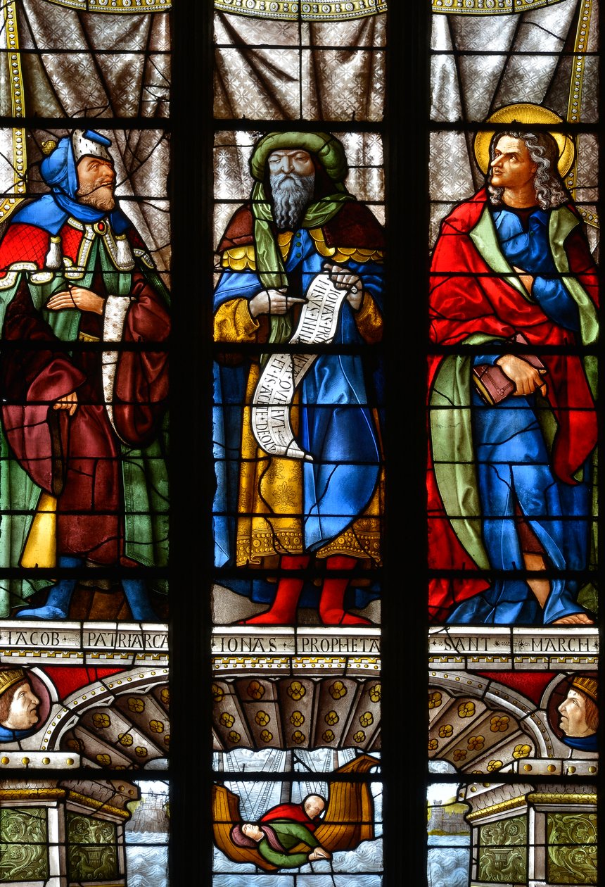 Jacob, Jonas och Sankt Markus - Målat glas i kapellet Saint Anne, Arnaud de Moles (1470-1520) färdigställd 1513 - Cathedrale Sainte Marie d