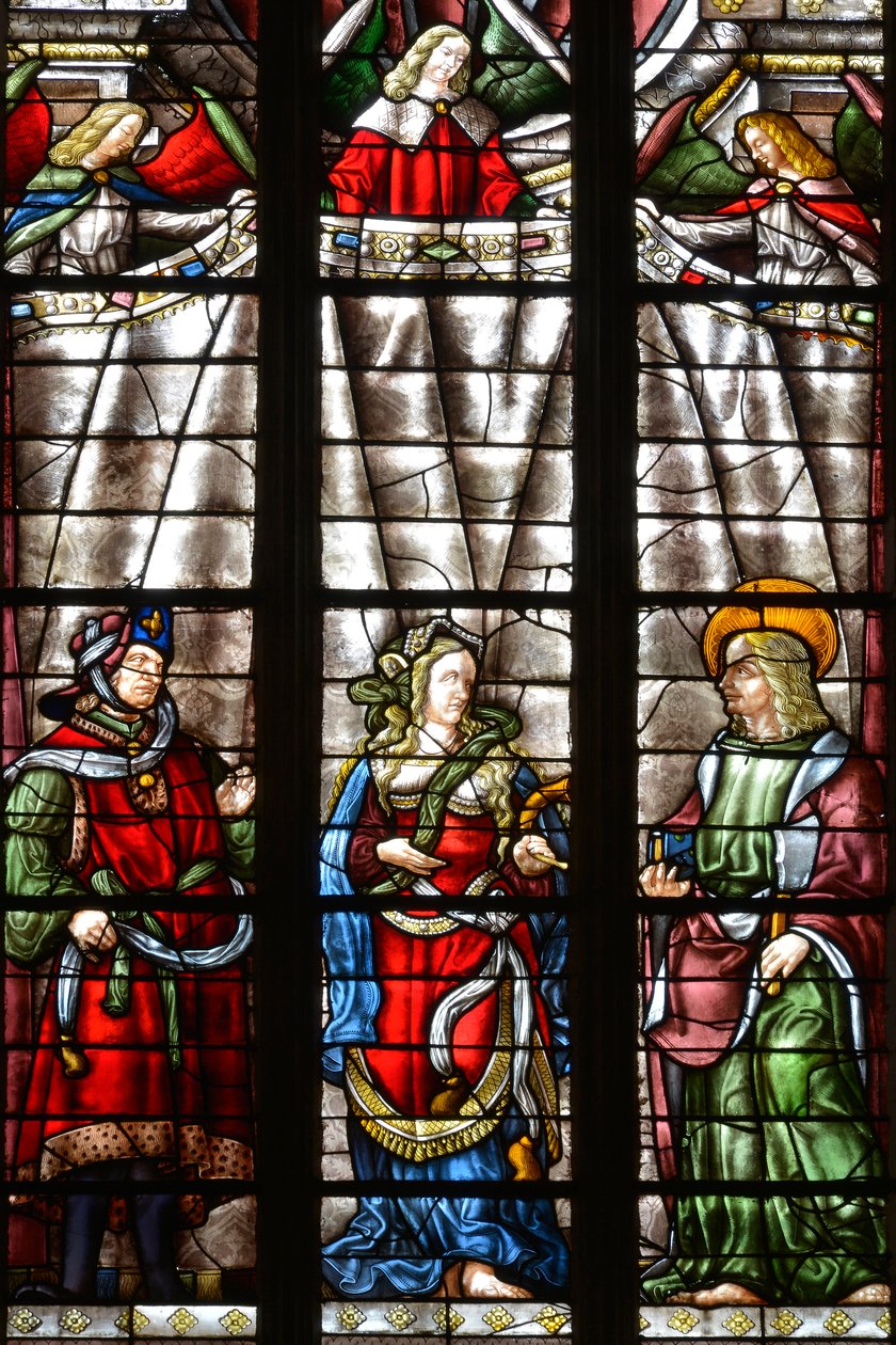 Profeten Daniel, Sibylle Cimmerienne och Saint Matthew the Evangelist - Målat glas i kapellet Saint Louis, Arnaud de Moles (1470-1520) färdigställd 1513 - Cathedrale Sainte Marie d