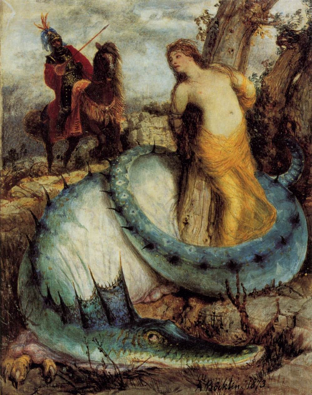 Angelika, von einem Drachen bewacht av Arnold Böcklin