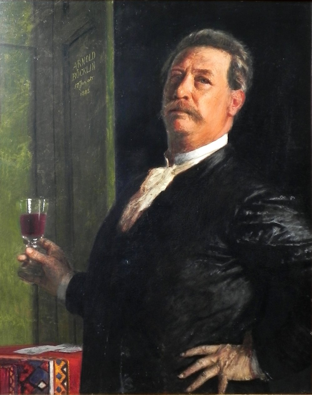 Selbsbildnis mit Weinglas av Arnold Böcklin