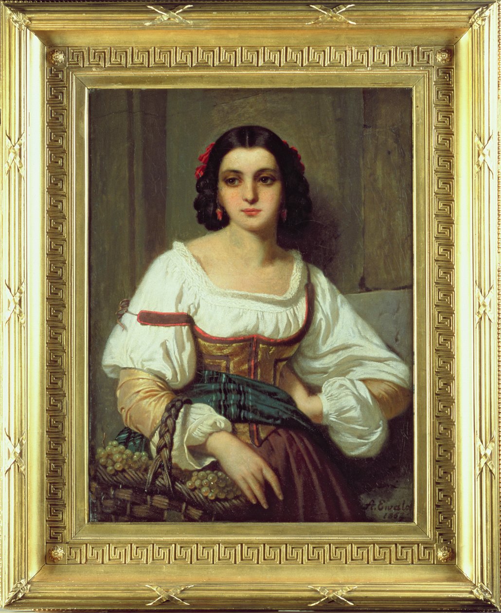 Italiensk kvinna med druvkorg, 1862 av Arnold Ferdinand Ewald