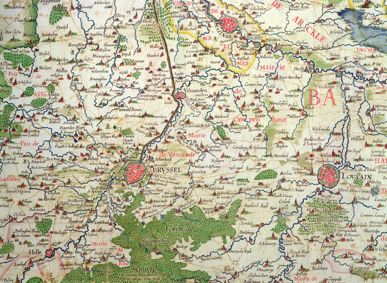 Karta över Belgien vid tiden för trettioåriga kriget (1618-48), från "Theatre des guerres entre le roy d
