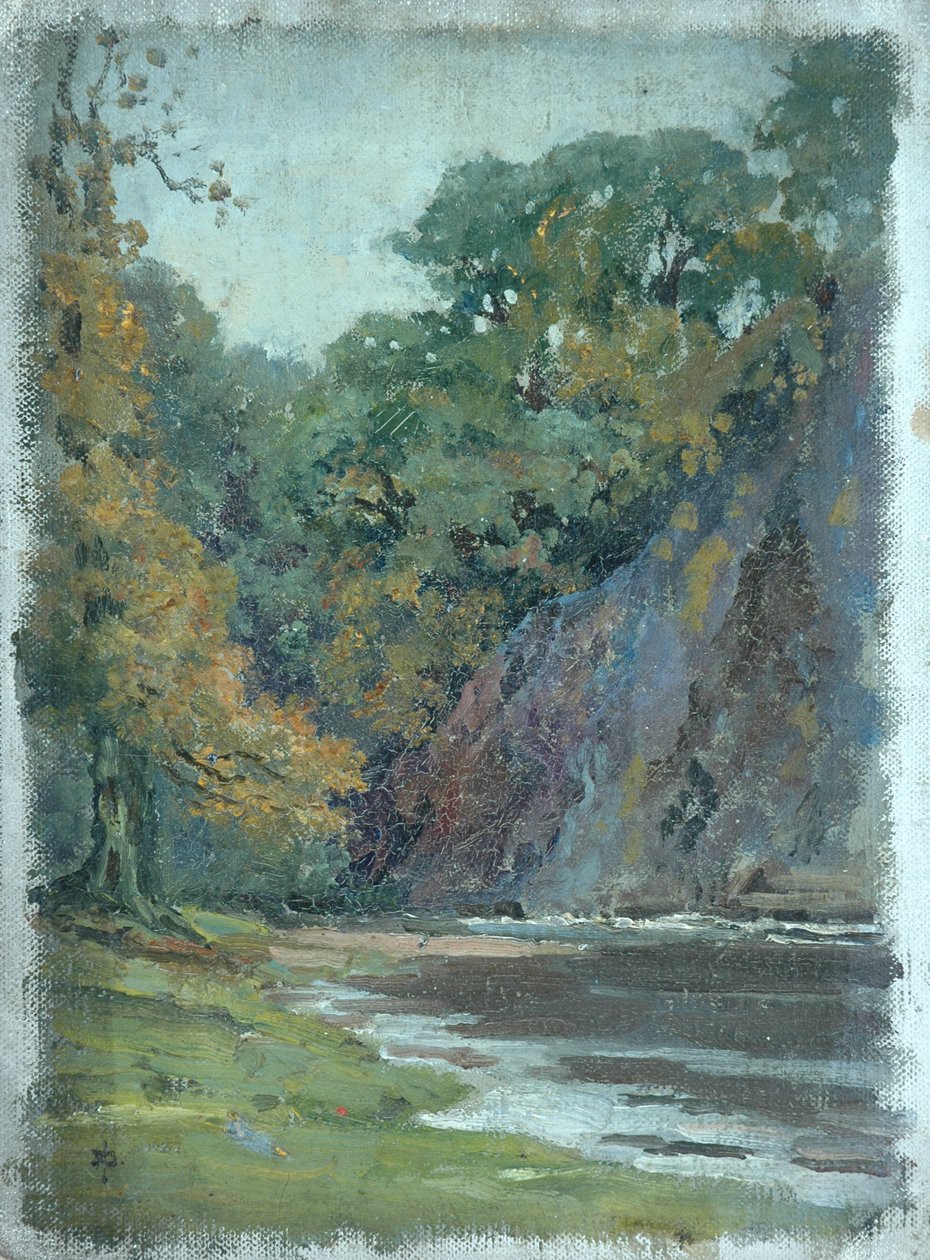 Bolton Abbey (olja på osträckt duk) av Arnold Priestman