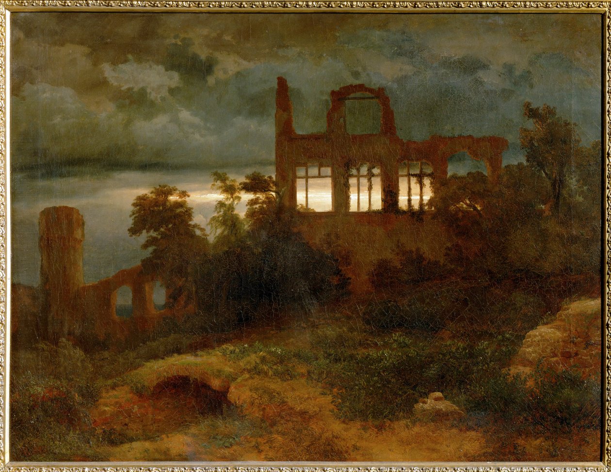 Burgruine - Ruinerna av ett slott ... (målning på duk) av Arnold Böcklin