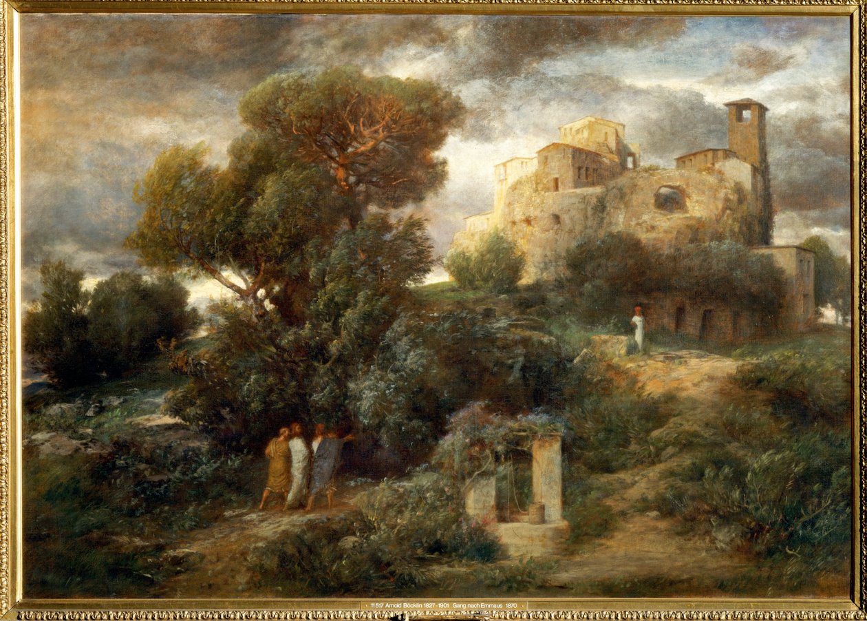 Die Pilger auf dem Weg nach Emmaus - Pilgrimer på väg till Emmaus ... (målning på duk) av Arnold Böcklin