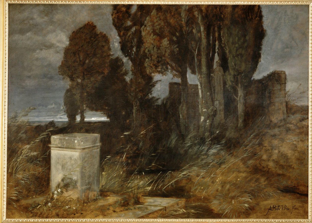 Heiligtum des Herakles - Herkules helgedom ... (målning på duk) av Arnold Böcklin
