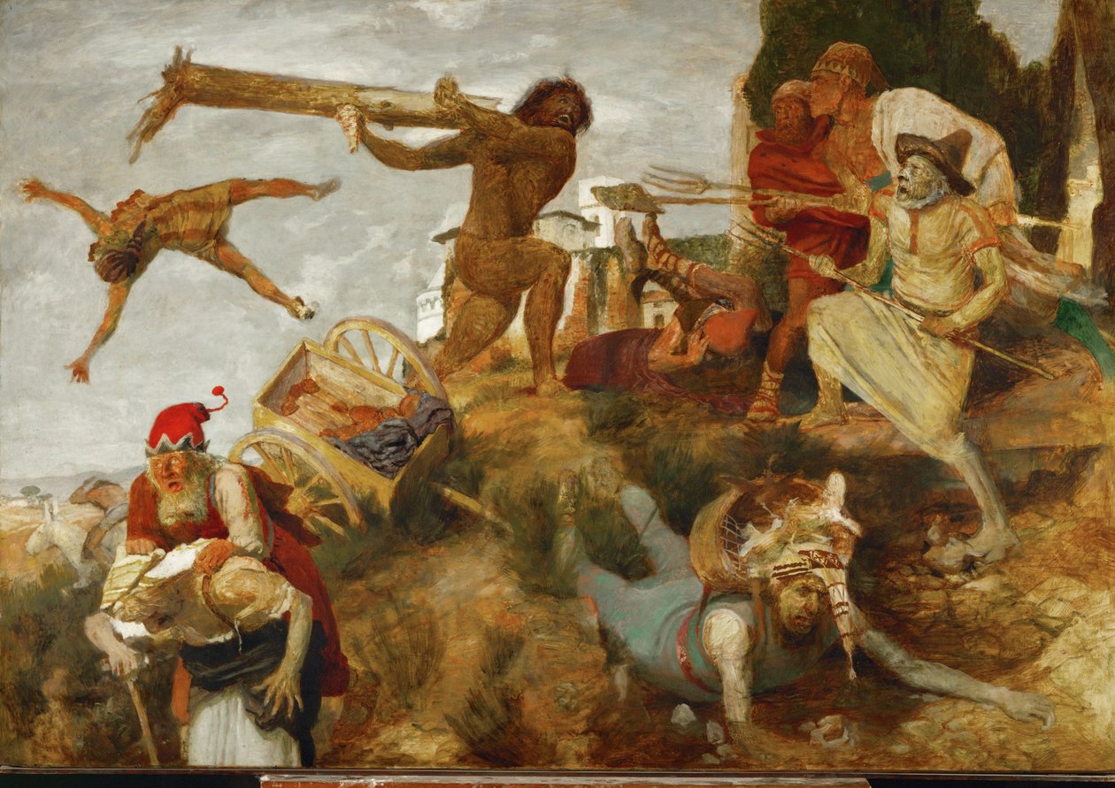 Orlandos kamp mot stråtrövarna... av Arnold Böcklin
