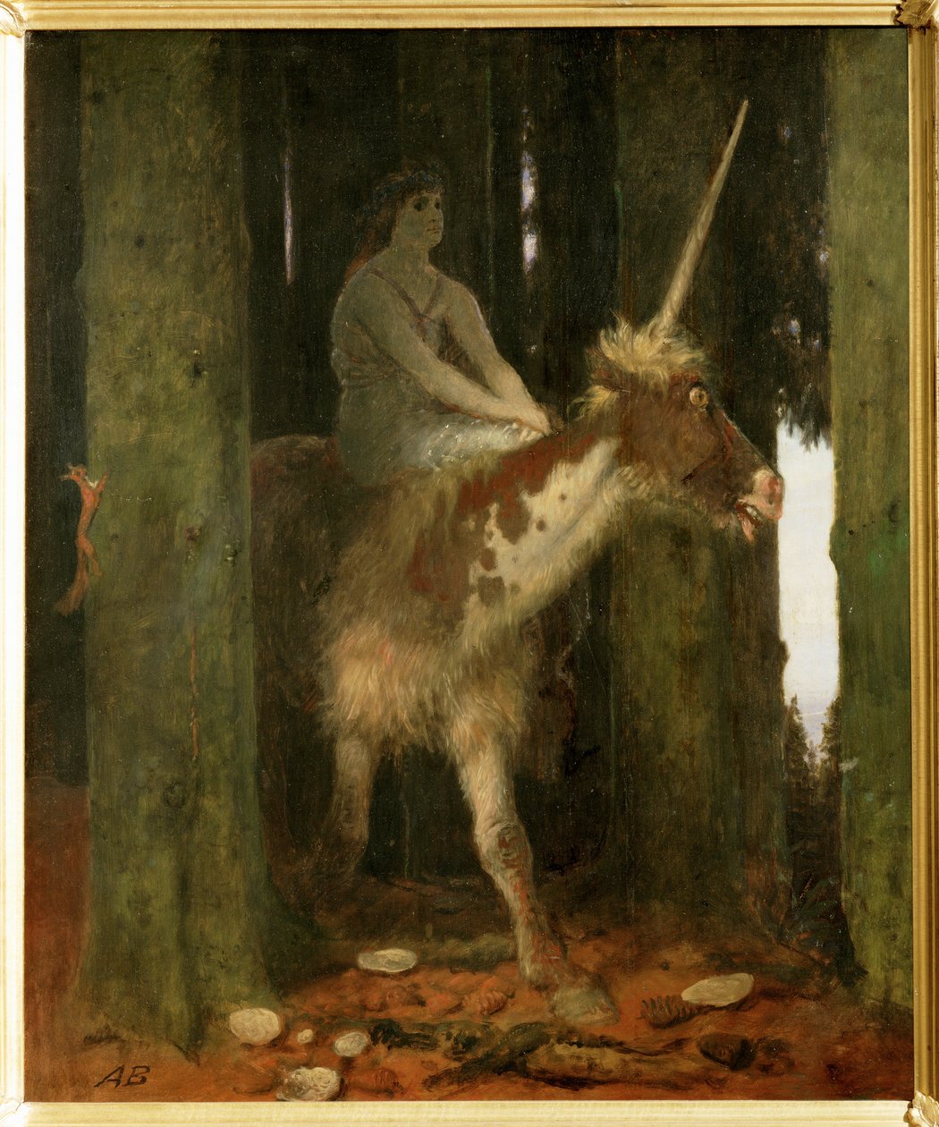 Waldesstille - Skogens tystnad. ... (målning på trä) av Arnold Böcklin
