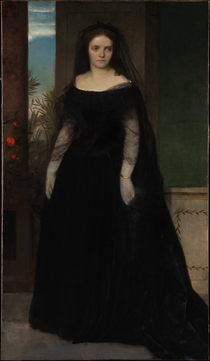 Porträtt av skådespelerskan Fanny Janauschek av Arnold Böcklin