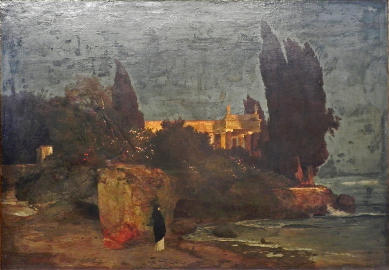 Villa vid havet, version I av Arnold Böcklin