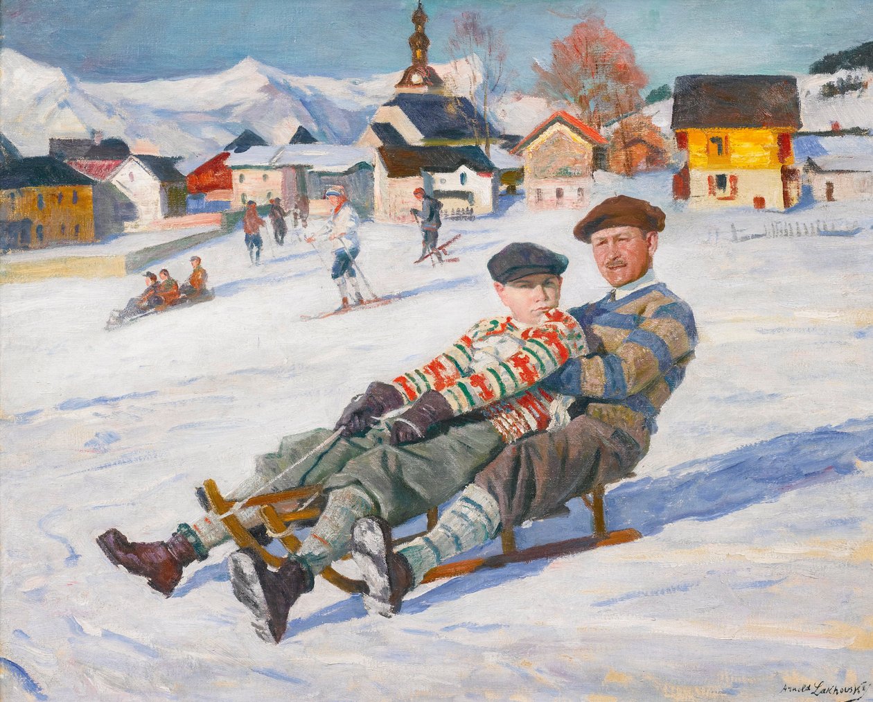 Carol II eller Charles II (1893-1953) Kung av Rumänien och prins Michael (blivande kung Mihai I, född 1921) - Carol II av Rumänien och prins Mikael av Rumänien av Lakhovsky, Arnold Borisovich (1880-1937), tidigt 1930-tal - Olja på duk, 66x80,6 - Private Co av Arnold Borisovich Lakhovsky