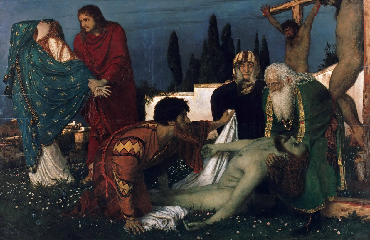 Tyska: Beweinung unter dem Kreuz Förklaringen






















" av Arnold Böcklin