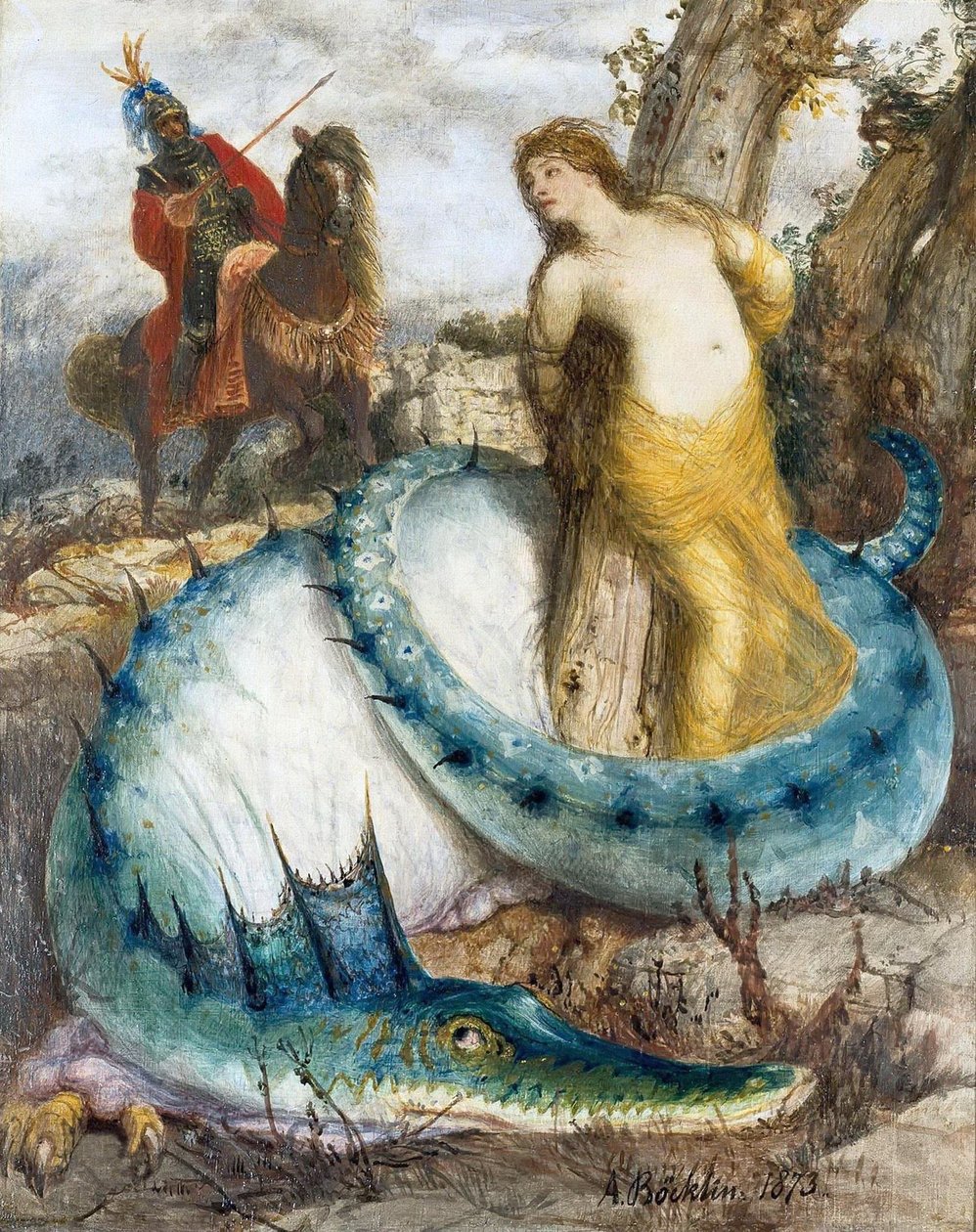 Tysk:  Ruggiero und Angelica Ruggiero och Angelica av Arnold Böcklin