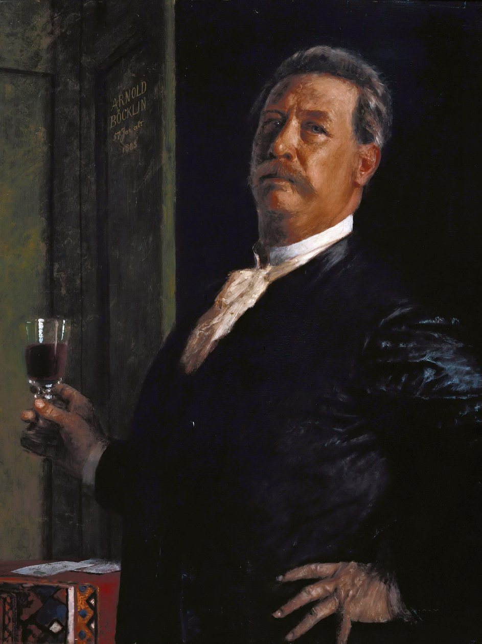 Självporträtt med vinglaset, 1885. av Arnold Böcklin