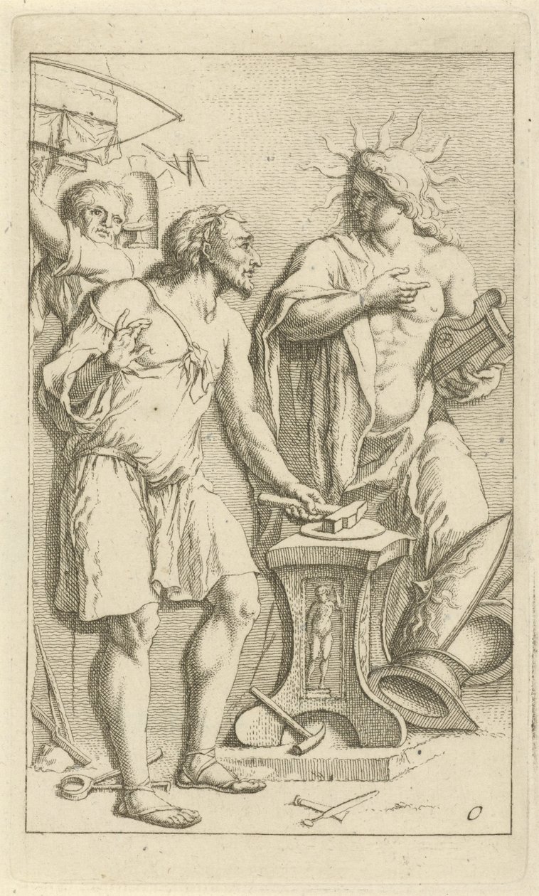 Apollo i Vulcans smedja Syndascen, öppen för målare, bildhållare etc. (serietitel) av Arnold Houbraken