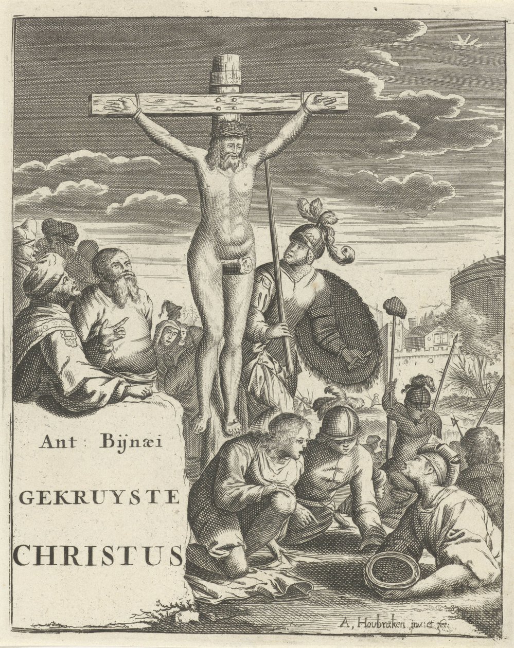 Kristus på korset Titelsida för: A. Bynaeus, Kristus korsfäst, 1725 av Arnold Houbraken