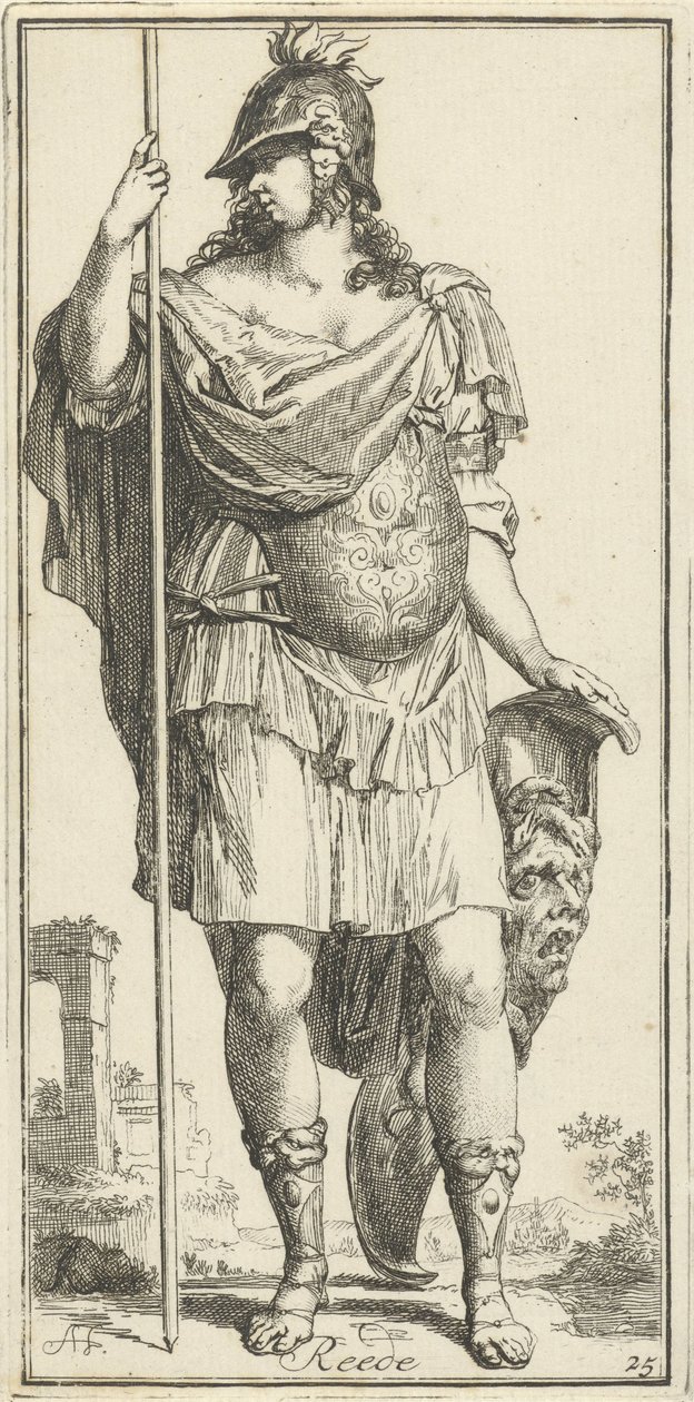 Minerva som personifiering av förnuftet Reede (titel på objekt) Fyrtioen stycken, flera Sinne-statyer (serietitel) av Arnold Houbraken