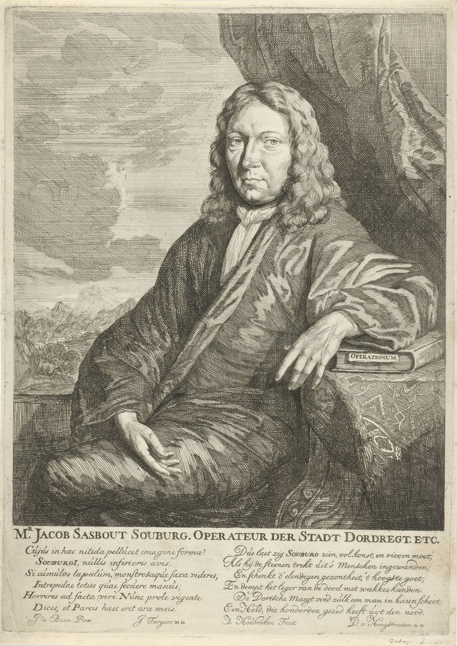 Porträtt av Jacob Sasbout Souburg Jacob Sasbout Souburg. Operatör av Staden Dordregt. etc. (titel på objekt) av Arnold Houbraken