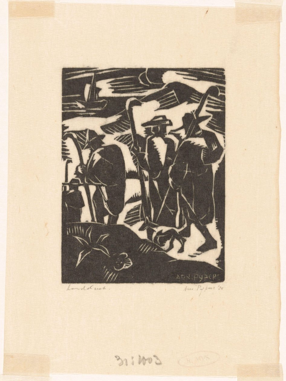 Fyra herdar och en hund av Arnold Pijpers (signed by artist)
