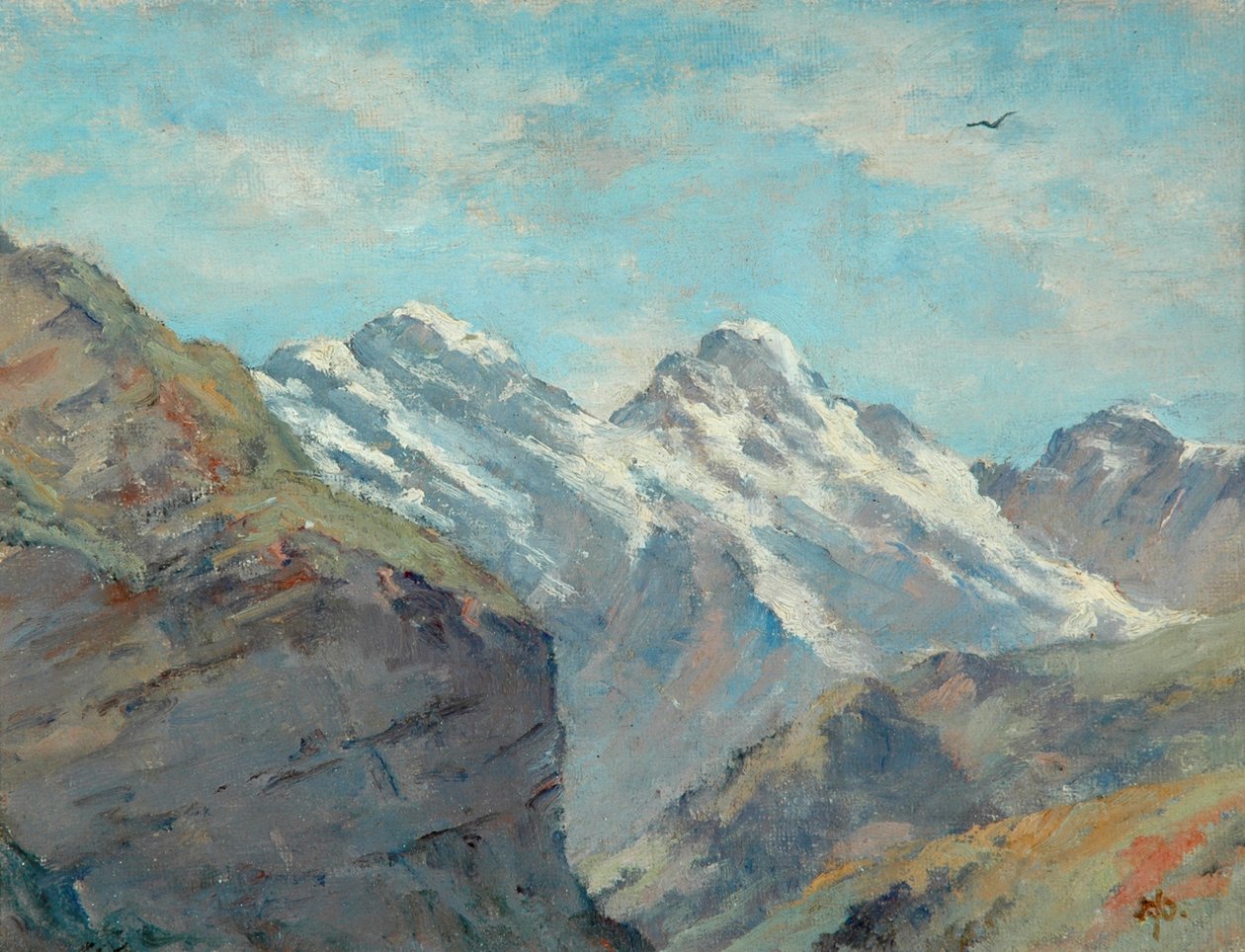 Utsikt i Norge (olja på duk ombord) av Arnold Priestman