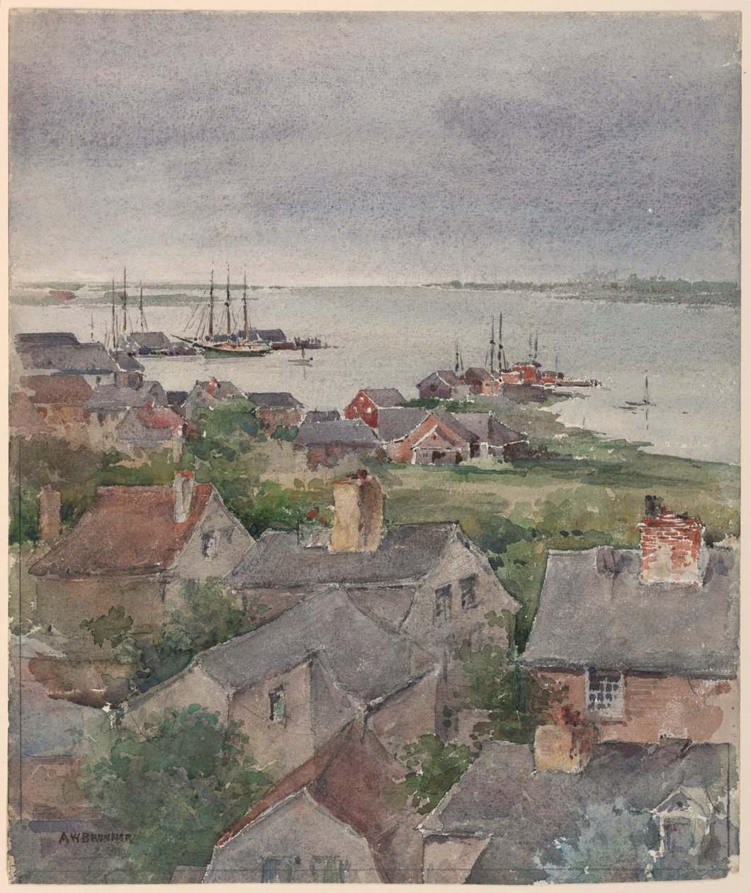 Hus vid stranden i Nantucket av Arnold William Brunner