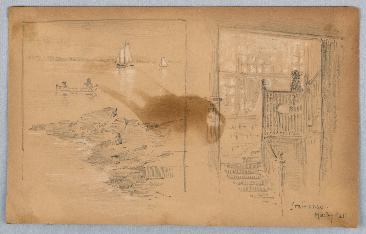 Skiss av landskap och trappa av Arnold William Brunner