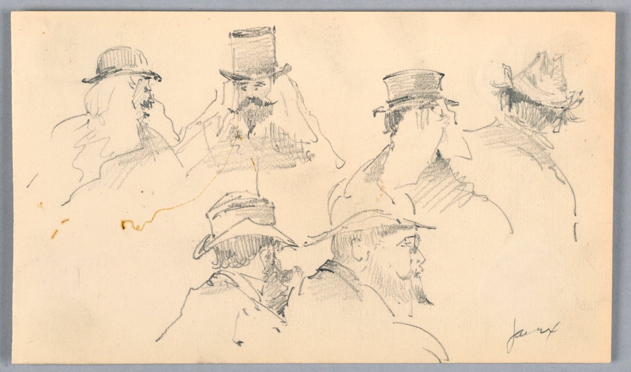 Skisser av mäns huvuden av Arnold William Brunner